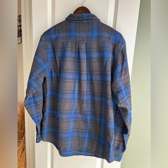 Orvis Men’s Big Bear Heavyweight Flannel Blue Gray Plaid Shirt Jacket Large - Picture 2 of 10